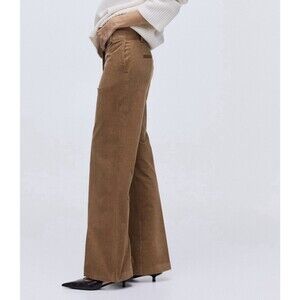 H&M Divided Camel Tan Corduroy Slim Straight Leg Pants Womens Size 2 US